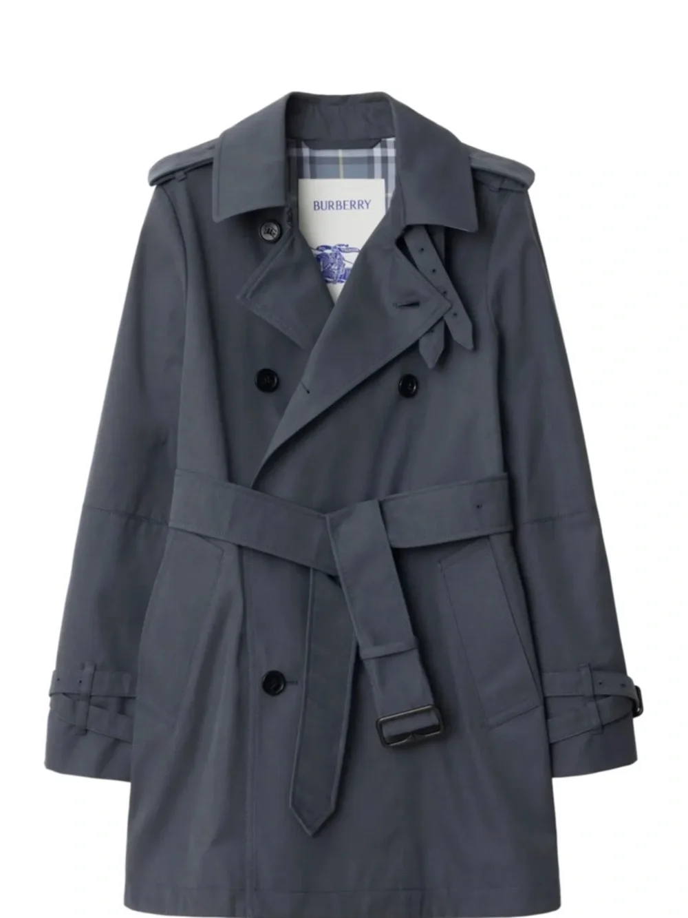 Burberry Navy Double-Breasted Short Trench Coat - Picture 1 of 15